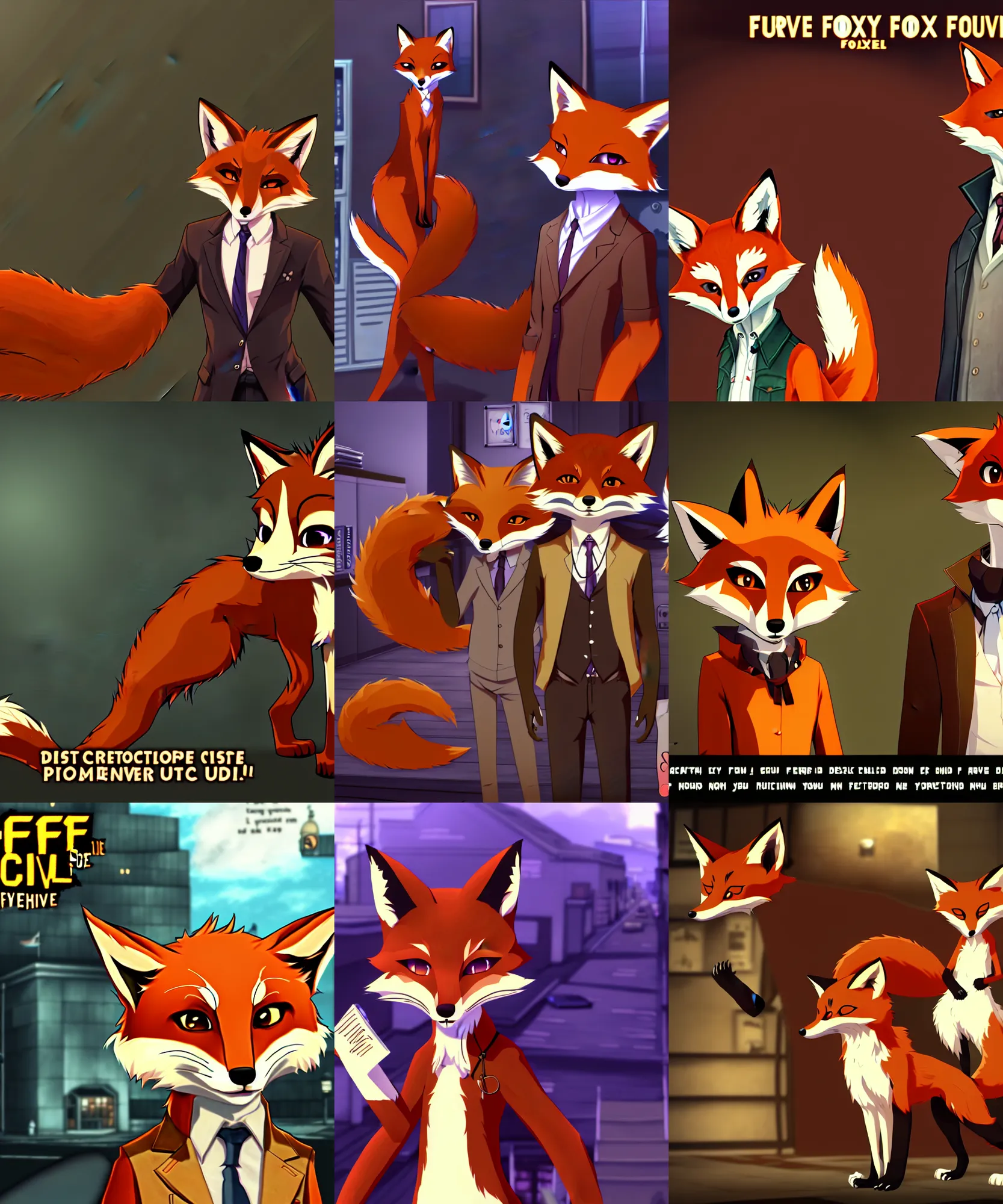 Prompt: furry - fox - detective - fursona uhd ue 5 visual novel pc game screenshot