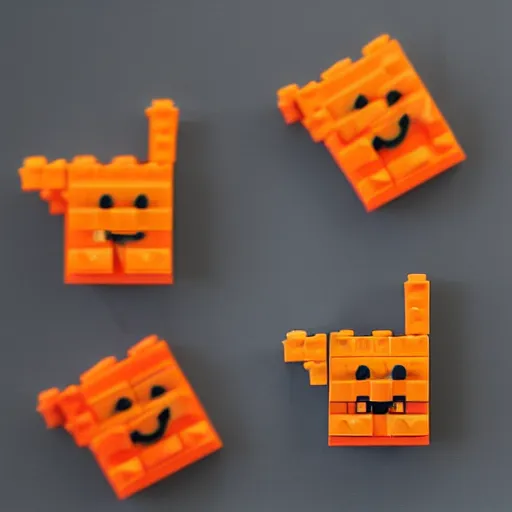 Image similar to “smiling orange scratch cat as a LEGO minifig, product photo”