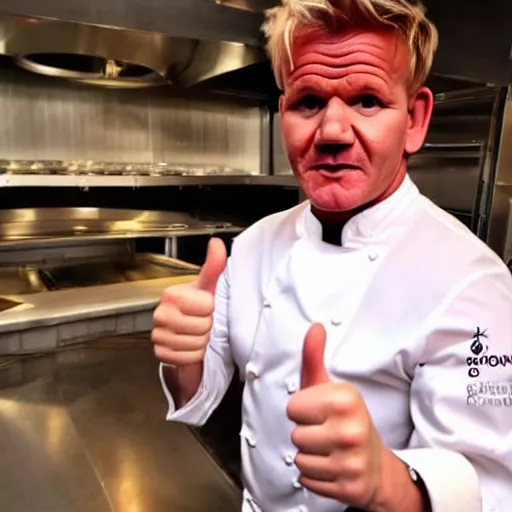 Image similar to gordon ramsay thumbs up