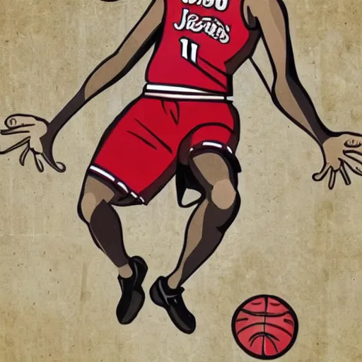 Prompt: Jesus dunking a basketball, hd