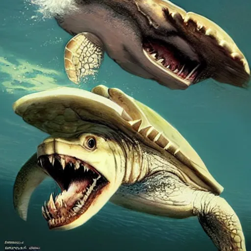 Image similar to turtle kills shark profile picture geog darrow greg rutkowski