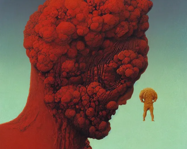 Image similar to A portrait of a man with an exploding head by Zdzisław Beksiński and Ilya Repin,In style of AbstractPainting.digital illustration,hyper detailed,sharp focus,4k