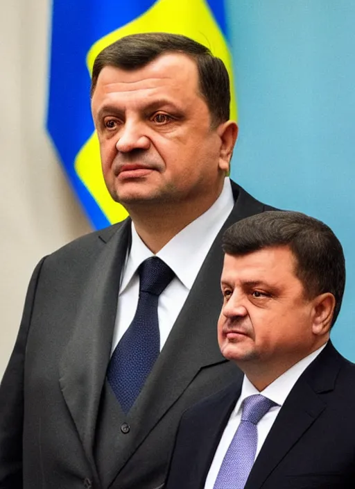 Image similar to the president of ukraine stands at the front in a photorealistic way