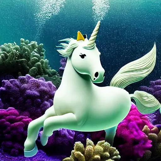 Image similar to an underwater unicorn