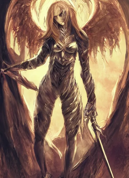 Image similar to concept art. angel knight girl. artsation trending. highly detailed