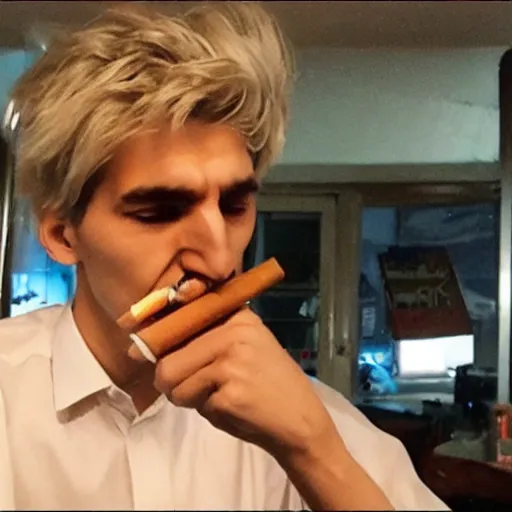 Image similar to xqc smoking a cigarrette