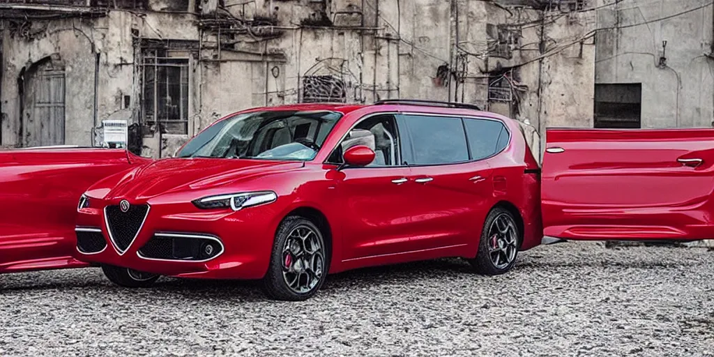 Prompt: “2022 Alfa Romeo Minivan, red”