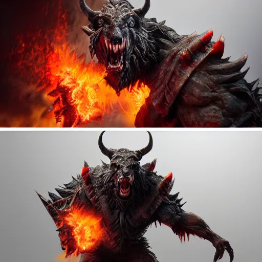 Prompt: Realistic miniature of Beast warlock raging on a studio shot, movie shot, cinematic perspective, full hd, Vibrant colors