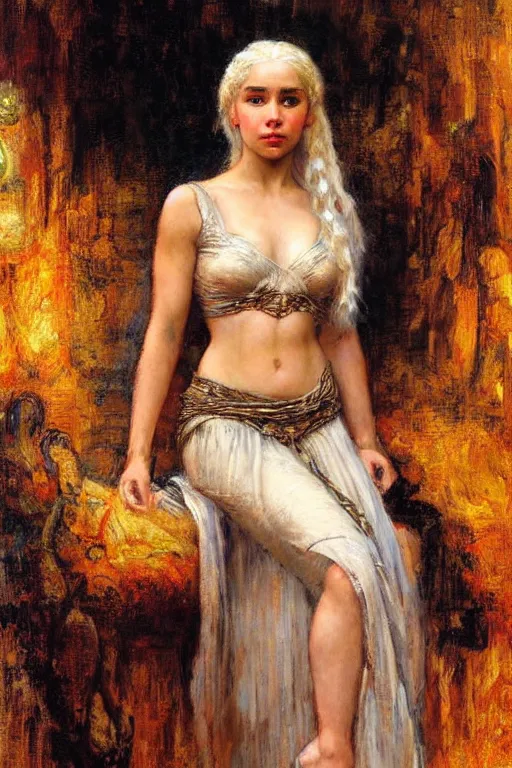 Image similar to portrait of daenerys targaryen by gaston bussiere.