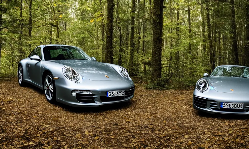 Image similar to photo of a porsche 911 in a forest