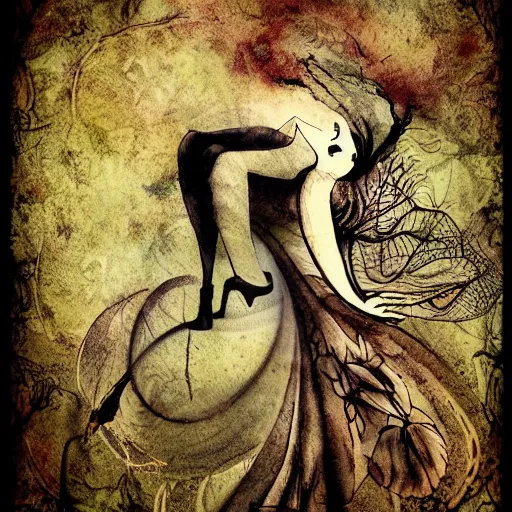 Image similar to dreams are like poetry, whimsical, dark vibe, mixed media,