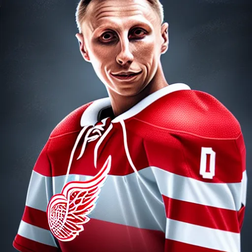 Prompt: Portrait of Red Wings hockey player Igor Larionov, fantasy, intricate, elegant, highly detailed, digital painting, artstation, concept art, smooth, sharp focus, luxury fashion illustration, art by artgerm and greg rutkowski and alphonse mucha, brightly lit cinematic soft lighting, photorealistic