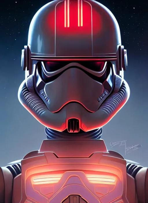Image similar to symmetry!! portrait of strom trooper, star wars, sci - fi, glowing lights!! intricate, elegant, highly detailed, digital painting, artstation, concept art, smooth, sharp focus, illustration, art by artgerm and greg rutkowski and alphonse mucha