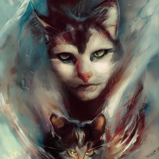 Image similar to cat, by raymond swanland