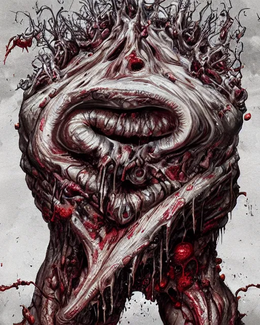 Prompt: Haunting horrifying detailed painting of a huge muscular hulking extraterrestrial flowing towel monster made of cloth, and bloodshot eyeballs, hyper detailed, trending on Artstation