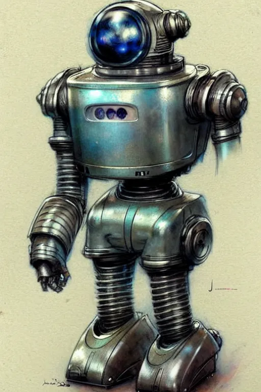 Image similar to (((((1950s lost in space robot b9. muted colors.))))) by Jean-Baptiste Monge !!!!!!!!!!!!!!!!!!!!!!!!!!!