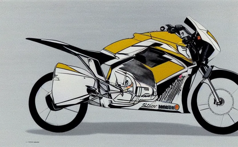 Image similar to 1 9 9 0 s yamaha race motorcycle concept art, art,