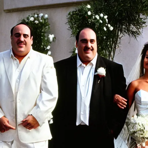 Image similar to Tony, Montana, and Tony soprano getting married