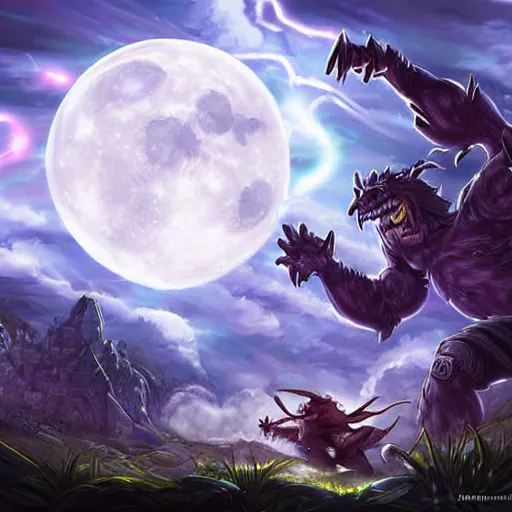 Image similar to moonlight striking attack, hearthstone art style, epic fantasy style art, fantasy epic digital art, epic fantasy card game art