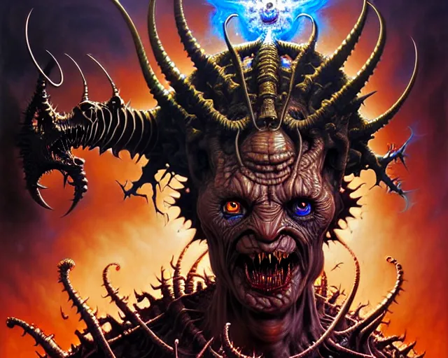 Image similar to the army of darkness and hell, fantasy character portrait made of fractals facing each other, ultra realistic, wide angle, intricate details, the fifth element artifacts, highly detailed by peter mohrbacher, hajime sorayama, wayne barlowe, boris vallejo, aaron horkey, gaston bussiere, craig mullins