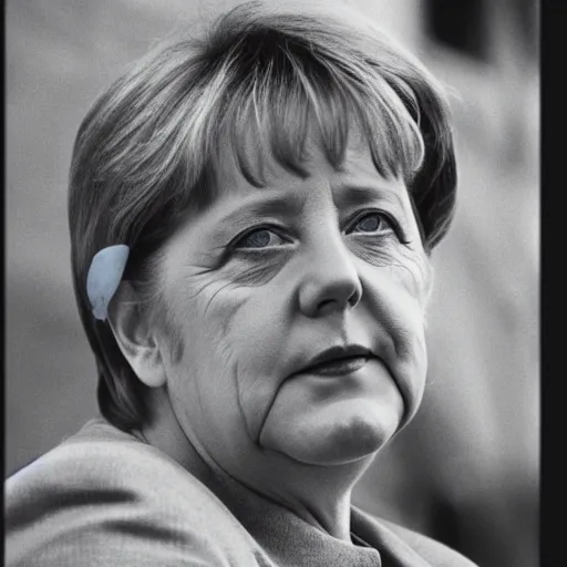 Prompt: Angela Merkel as a dirty truck driver, 35mm, photorealistic