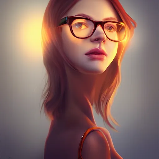 Prompt: high detail concept art, beautiful ginger woman with glasses, backlight, dynamic lighting, atmospheric, trending on artstation