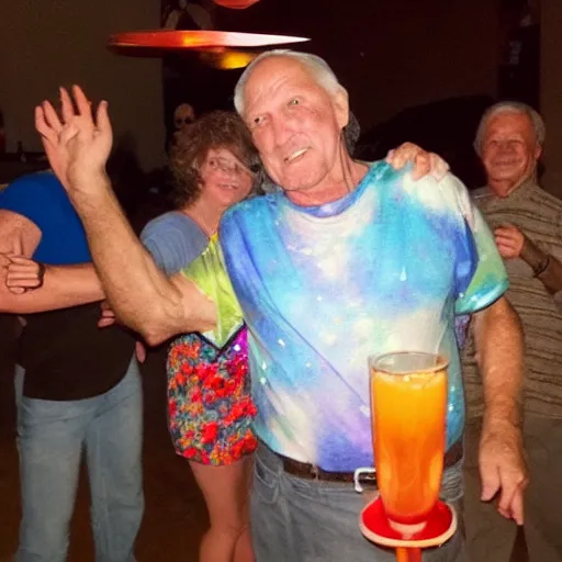 Image similar to Old man still partying like he is in his 20s. Disco