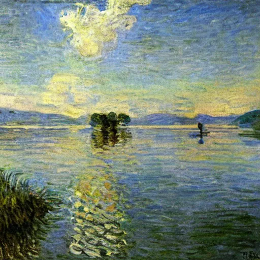 Image similar to the loch ness monester in a monet painting