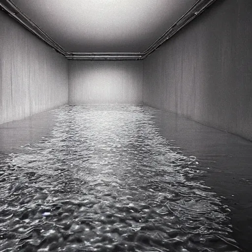 Prompt: Beautiful soft liminal Photograph of an infinite infinite water-filled room