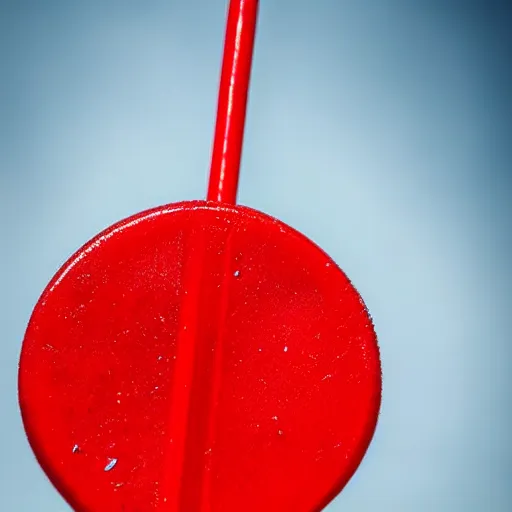 Prompt: extreme close up on an red lollipop, 120mm macro lens, detailed