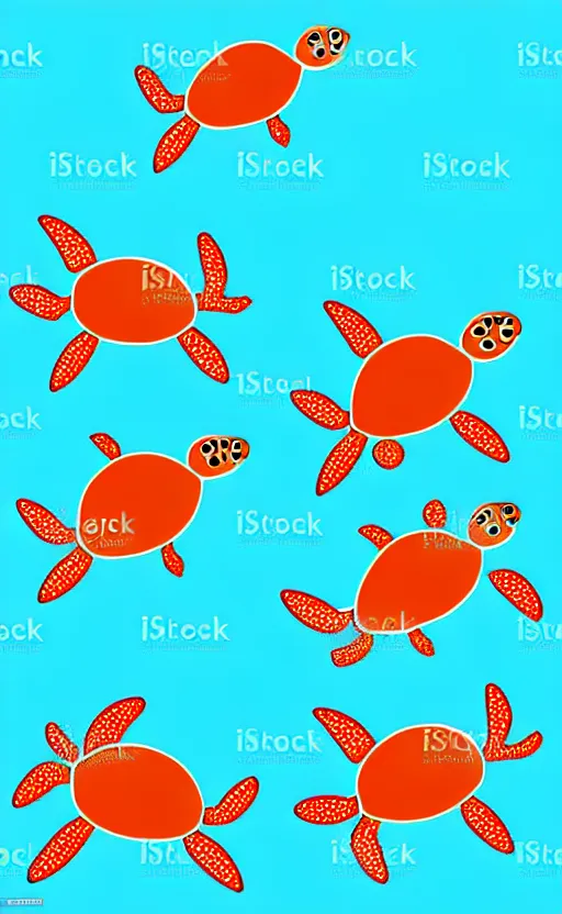 Prompt: sea turtles swimming in the ocean, vector art,