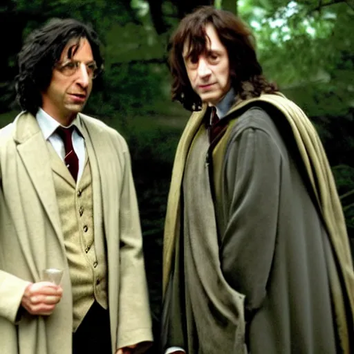 Prompt: Jeff Goldblum in the movie Harry Potter And The Prisoner Of Azkaban, working with Professor Snape