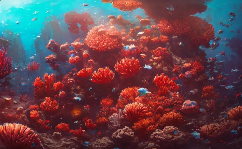 Image similar to A painting of an Endless Coral Reef trending on artstation in the style of Greg Rutkowski