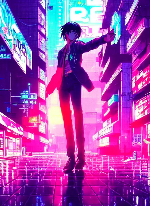 Prompt: city pop idol dancing in the apocalypse cyberpunk, accurate features, very intricate ultrafine details, masterpiece, realistic shaded lighting, detailed backgrounds, epic composition, soft neon lights, rain, in style of yoji shinkawa, pan ren wei, col price, atey ghailan, grunge aesthetic