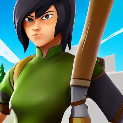 Image similar to toph beifong in fortnite, blind eyes, character render, full body shot, highly detailed, in game render