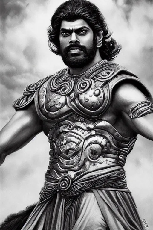 Prompt: Rana Daggubati in Bahubali by artgerm, photorealistic, intricate detail