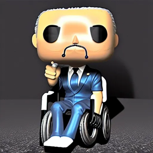 Image similar to joe biden sitting in his wheel chair, funko pop, old, funny
