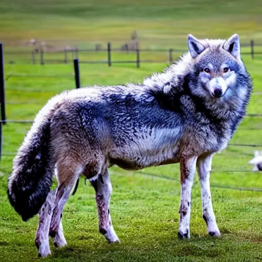 Prompt: a wolf dressed up as a sheep