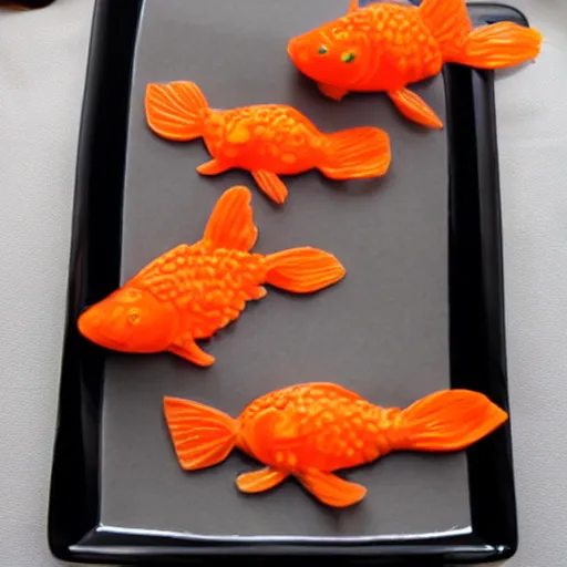 Image similar to goldfish made out of sushi