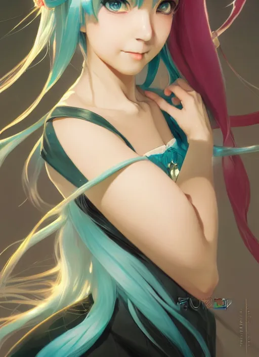 Image similar to hatsune miku art by xima, elegant, highly detailed, digital painting, artstation, concept art, smooth, sharp focus, illustration, art by artgerm and greg rutkowski and alphonse mucha