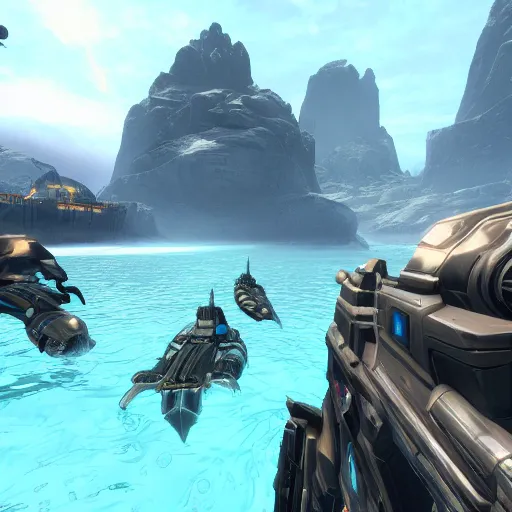 Image similar to unreal tournament, subnautica screenshot, warframe