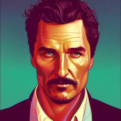 Prompt: Matthew McConaughey as Tony Stark, ambient lighting, 4k, alphonse mucha, lois van baarle, ilya kuvshinov, rossdraws, artstation