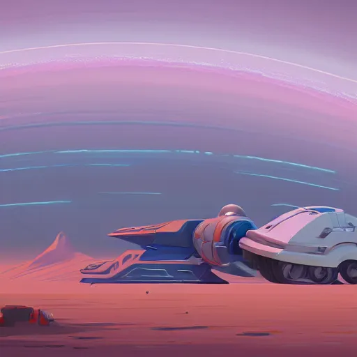 Image similar to a painting of a sci - fi spaceship in the desert, concept art by James Gilleard, Artstation contest winner, space art, concept art, speedpainting, redshift