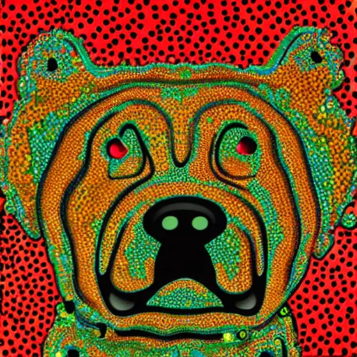 Prompt: chow chow in the style of yayoi kusama