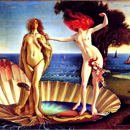 Image similar to lady gaga artpop act ii by gaston bussiere, greg rutkowski, sandro botticelli birth of venus