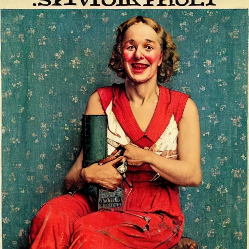 Image similar to a portrait of svika pick smiling while doing a peace sign, by norman rockwell