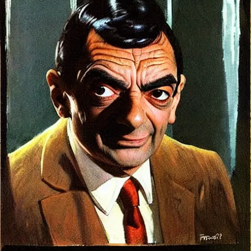 Image similar to mr. bean by frank frazetta