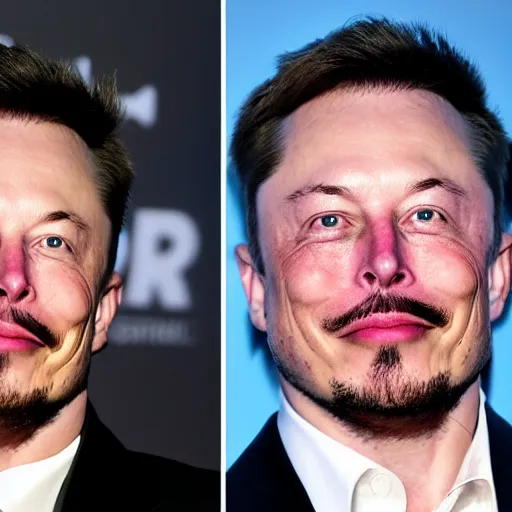 Image similar to elon elon with extra scratchy mcpatchy facial hair and a thin patchy fu manchu