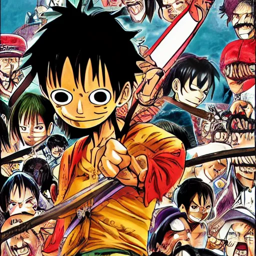 Prompt: luffy in matrix world