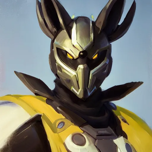 Image similar to greg manchess portrait painting of partially armored umbreon as overwatch character, medium shot, asymmetrical, profile picture, organic painting, sunny day, matte painting, bold shapes, hard edges, street art, trending on artstation, by huang guangjian, gil elvgren, ruan jia, greg rutkowski, gaston bussiere